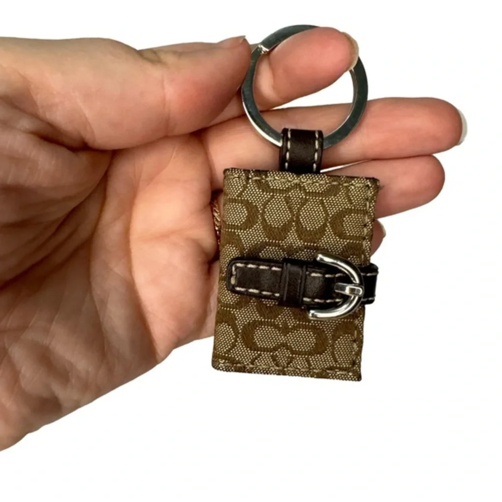 SOLD Coach Monogram Print Leather Mini Photo Album Key Ring/Key Chain EUC